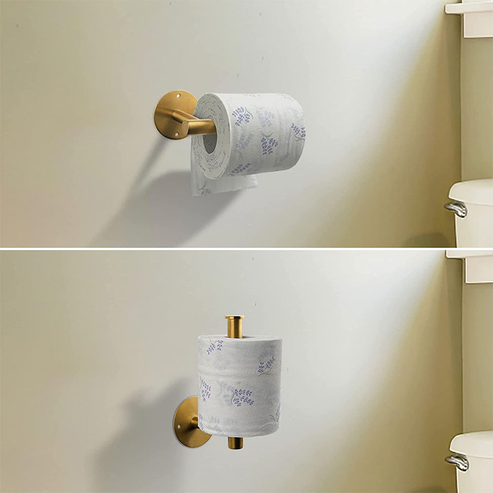 2 Piece Curtain Holdback Hooks and Tissue Roll Holders-Gold