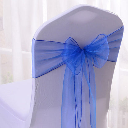 10 Piece Sheer Organza Wedding Chair Back Bow Sashes for Party Decor - Blue