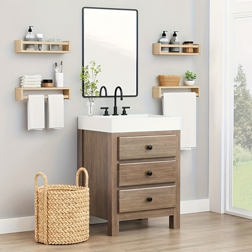 3 Pack Floating Wall Mounted Book Display Shelves - Beige