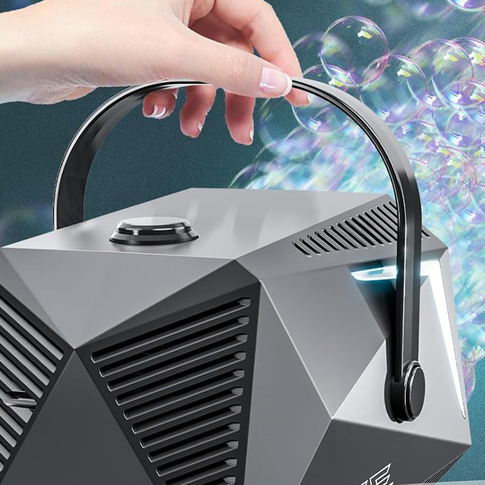 Bubble Machine Automatic Blower Remote Control LED Light for Parties Wedding-Black