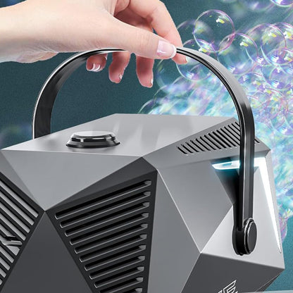 Bubble Machine Automatic Blower Remote Control LED Light for Parties Wedding-Black
