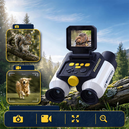 Digital Binoculars with Night Vision and 10X Optical Zoom - White