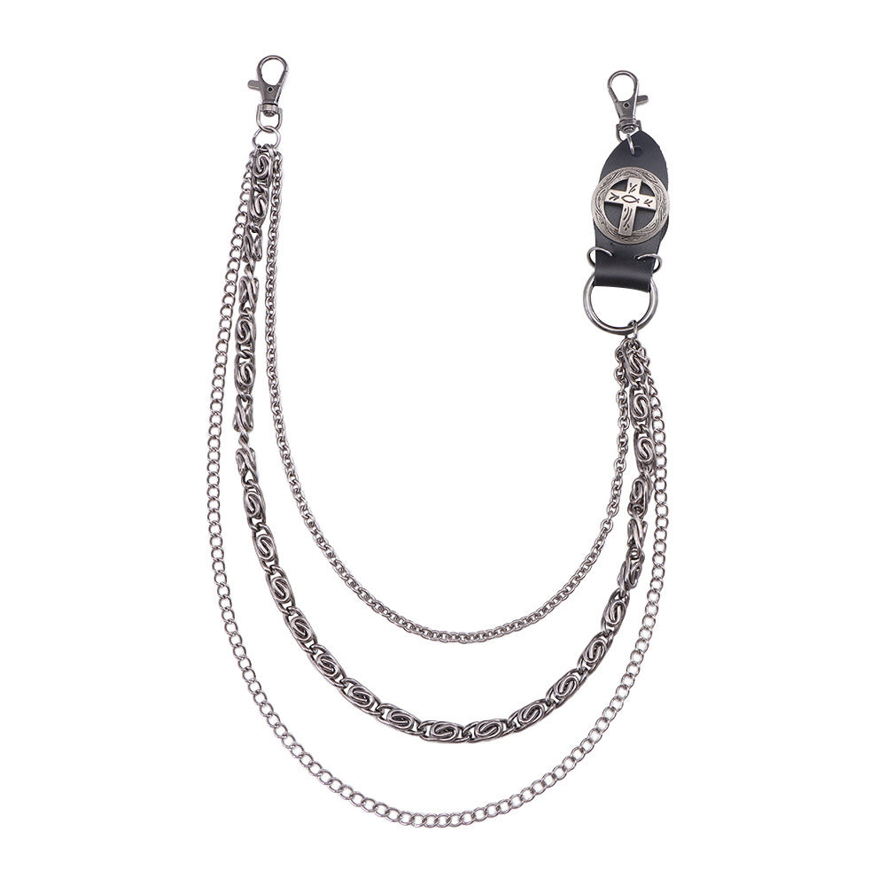Punk Pant Chain Key Jean Wallet Chain - Three-layer Brown