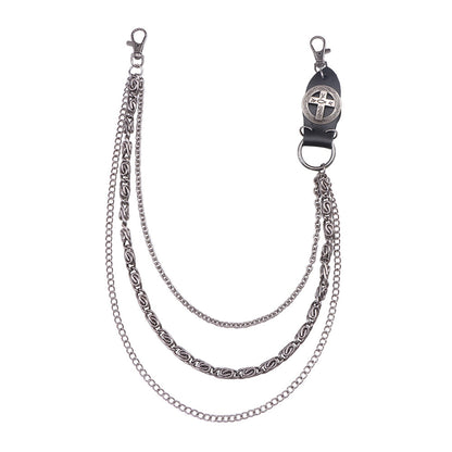 Punk Pant Chain Key Jean Wallet Chain - Three-layer Brown