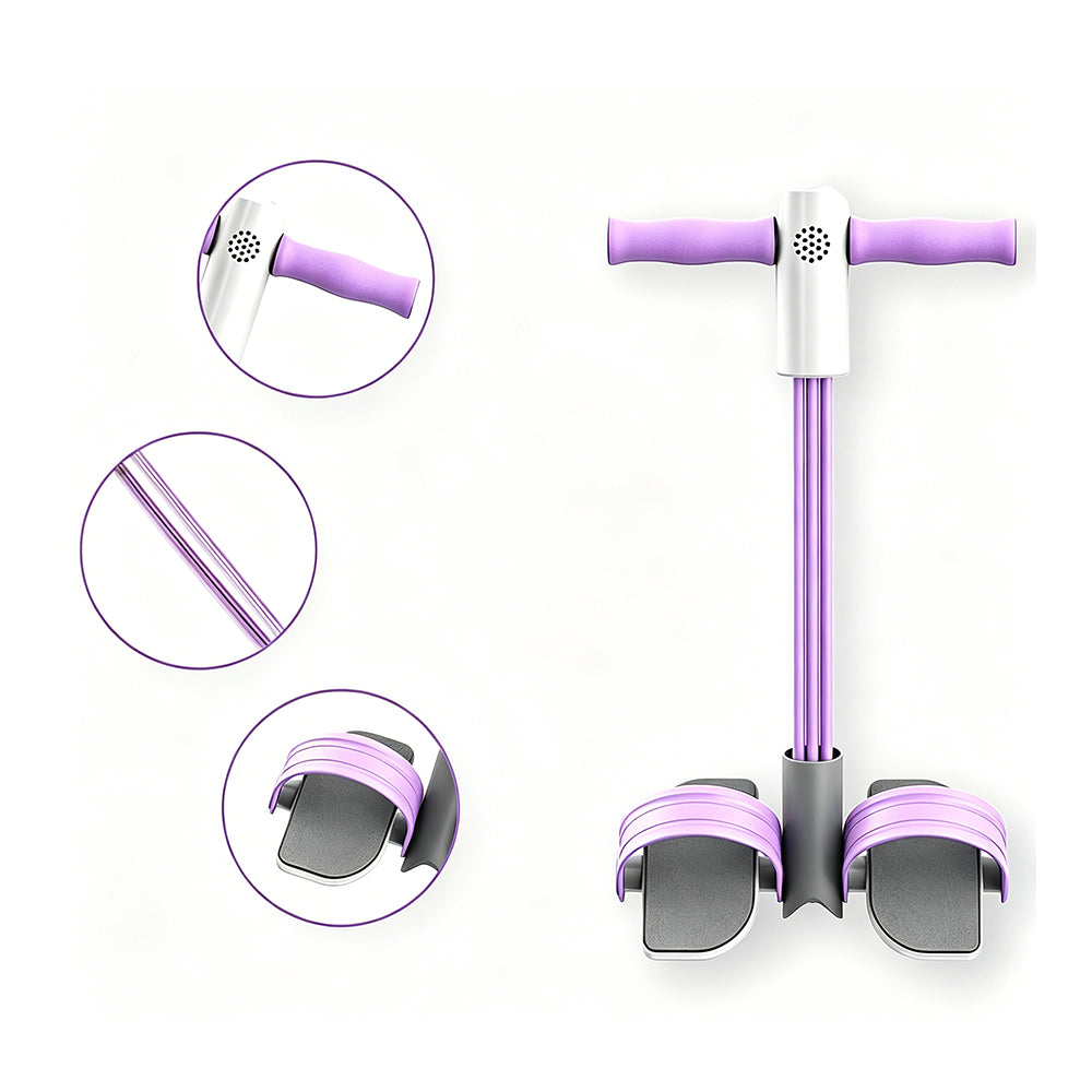 Smart Counting Voice Pedal Resistance Band 6 Tubes for Home Gym-Purple