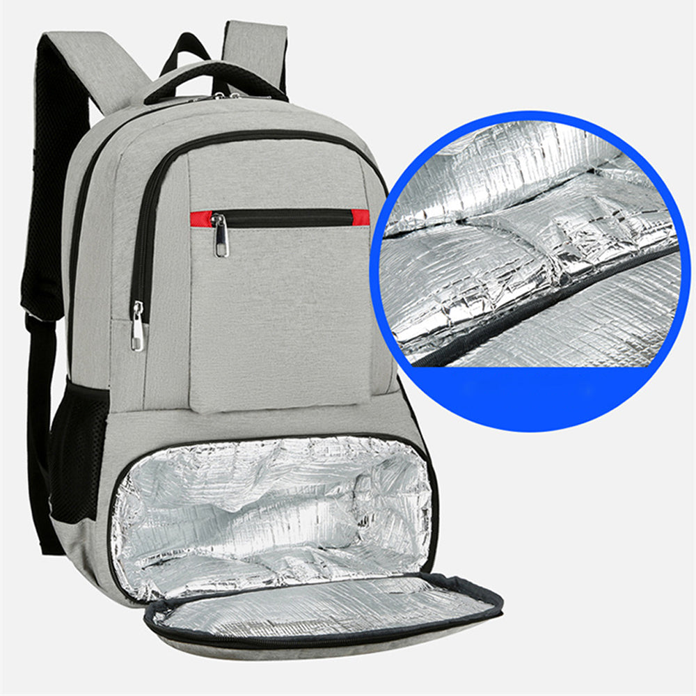 2 in 1 Large Capacity Laptop Backpack and Insulated Lunch Bag for Office Travel-Light Grey
