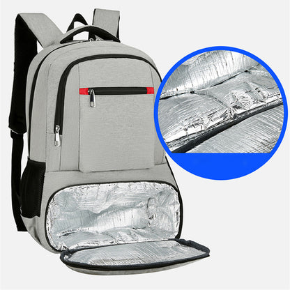 2 in 1 Large Capacity Laptop Backpack and Insulated Lunch Bag for Office Travel-Light Grey