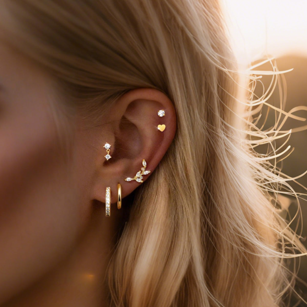 12 Pairs Women Earrings Studs and Hoops Set Fashion Cartilage Stackable Jewelry-Gold