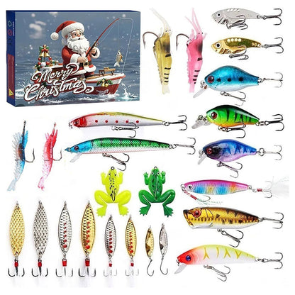 24 Days Fishing Christmas Advent Calendar Fishing Tackle Christmas Countdown Xmas Fishing Lures Set for Fishing Lover