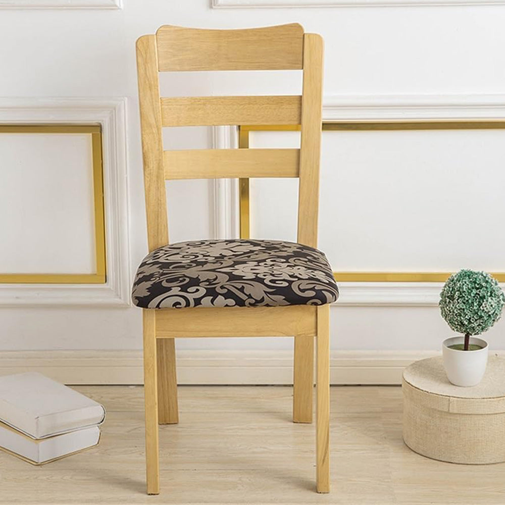 2PCS Stretch Chair Seat Covers Printed Washable Seat Cushion Slipcovers for Dining Chairs Style 1