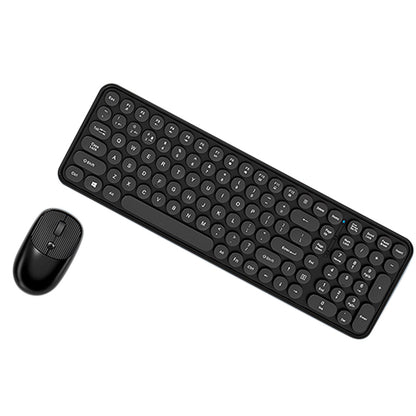 2.4GHz Wireless Keyboard And Mouse Combo With Round Key Caps-Black