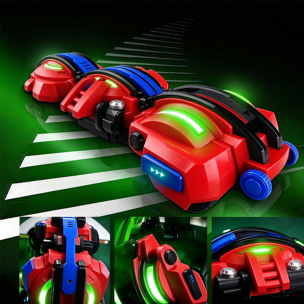 6 Wheel 360 Degree Transforming RC Stunt Car with LED Lights - Red