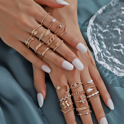 23Pcs Geometric Knuckle Ring Set Stackable Rings -Gold