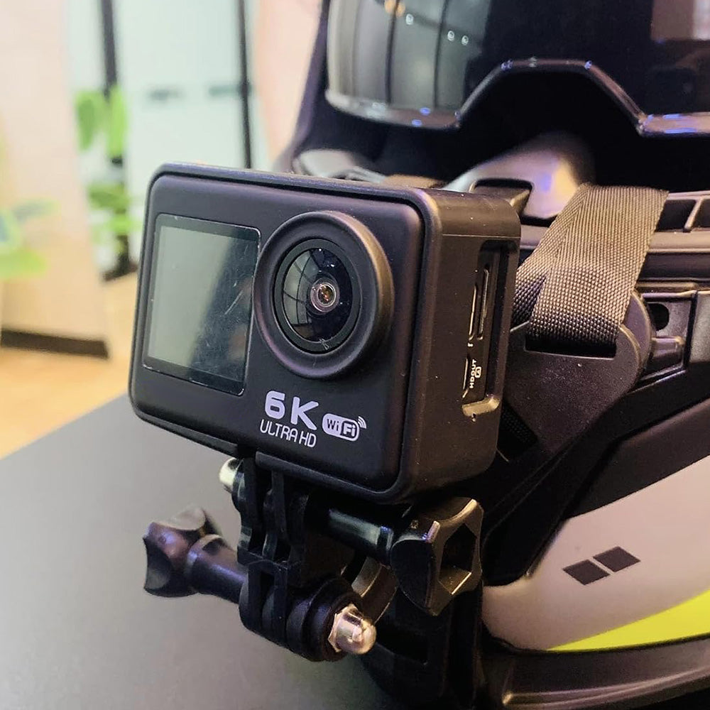 6K 30FPS Action Camera with Waterproof Case Dual Screens and EIS Stabilization