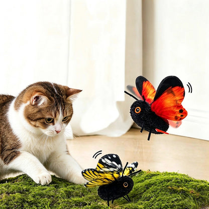 Electric Butterfly Cat Toy with Flapping Wings 3 Modes and Touch Activation - Orange