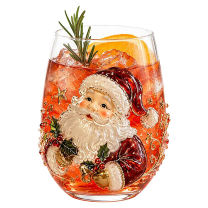 Christmas Embossed Whiskey Glass Christmas Whiskey Glass - Santa Claus