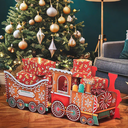 Santa Gift Train Christmas Cardboard Gift Box ¨C Present Holder Home Decoration Style 2