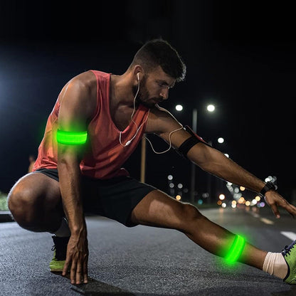 2Pcs Rechargeable  Glowing Bracelet LED Slap Wristband Night Running Security Armband Strap Green
