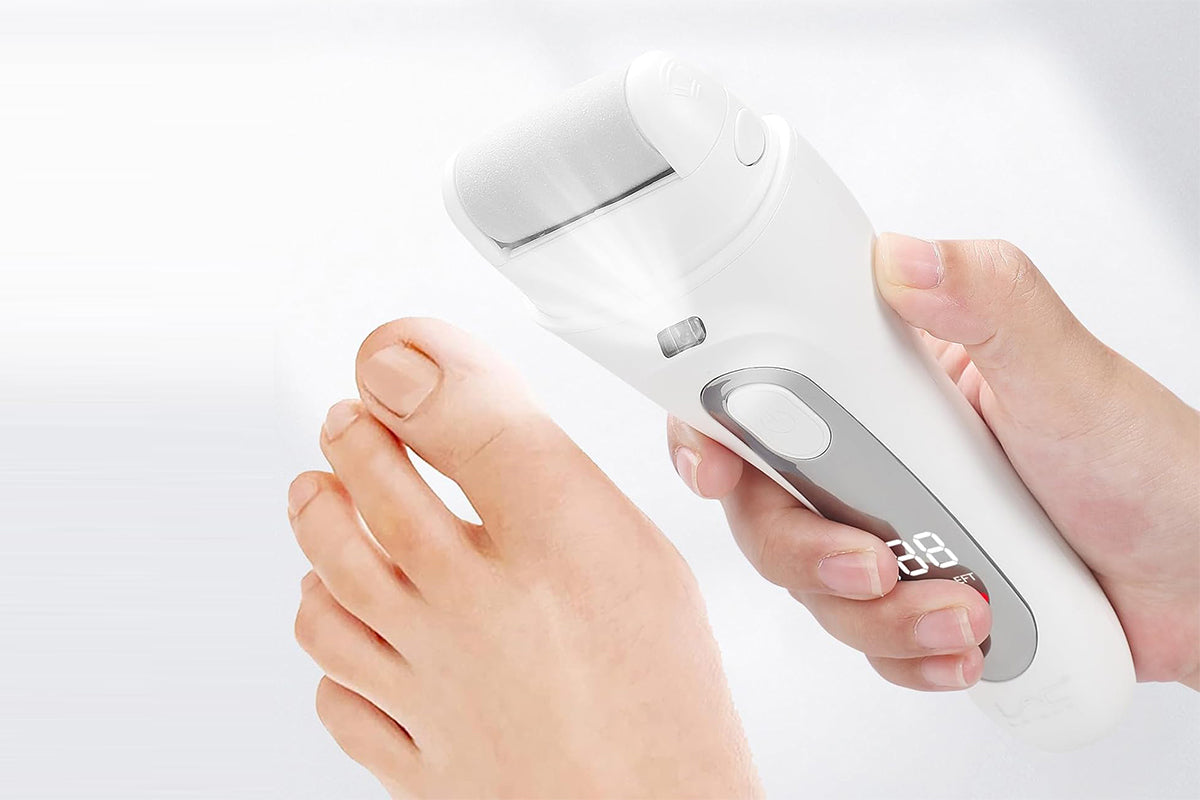 Electric Foot Callus Remover with LED Light Pedicure Tools for Dead Hard Cracked -White