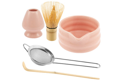5Pcs Matcha Set Whisk Bowl Spout Scoop Pink