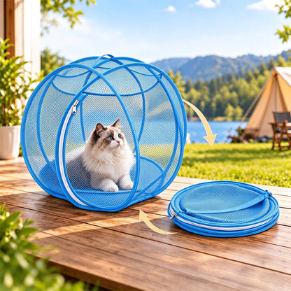 Cat Hamster Ball for Outside Rolling Cat Enclosure Pop Up Playpen - Blue