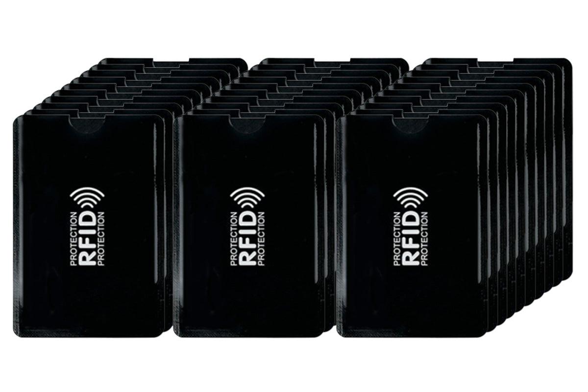 30 PCS Slim RFID Blocking Card Sleeves Credit ID Protector Wallet Shield-Black
