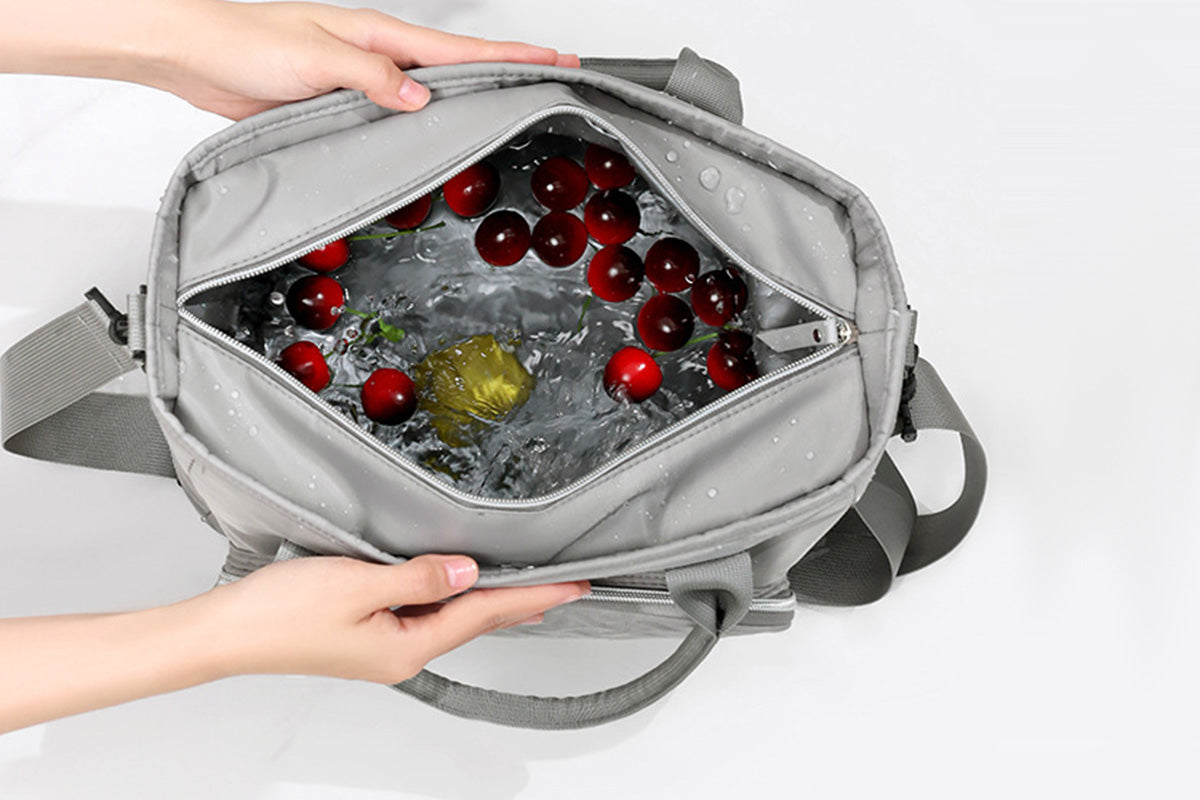 11L Large Insulated Lunch Bag Thermal Lunch Box Leakproof Cooler Tote Bag-Grey