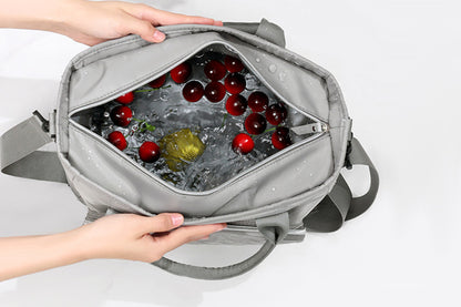 11L Large Insulated Lunch Bag Thermal Lunch Box Leakproof Cooler Tote Bag-Grey