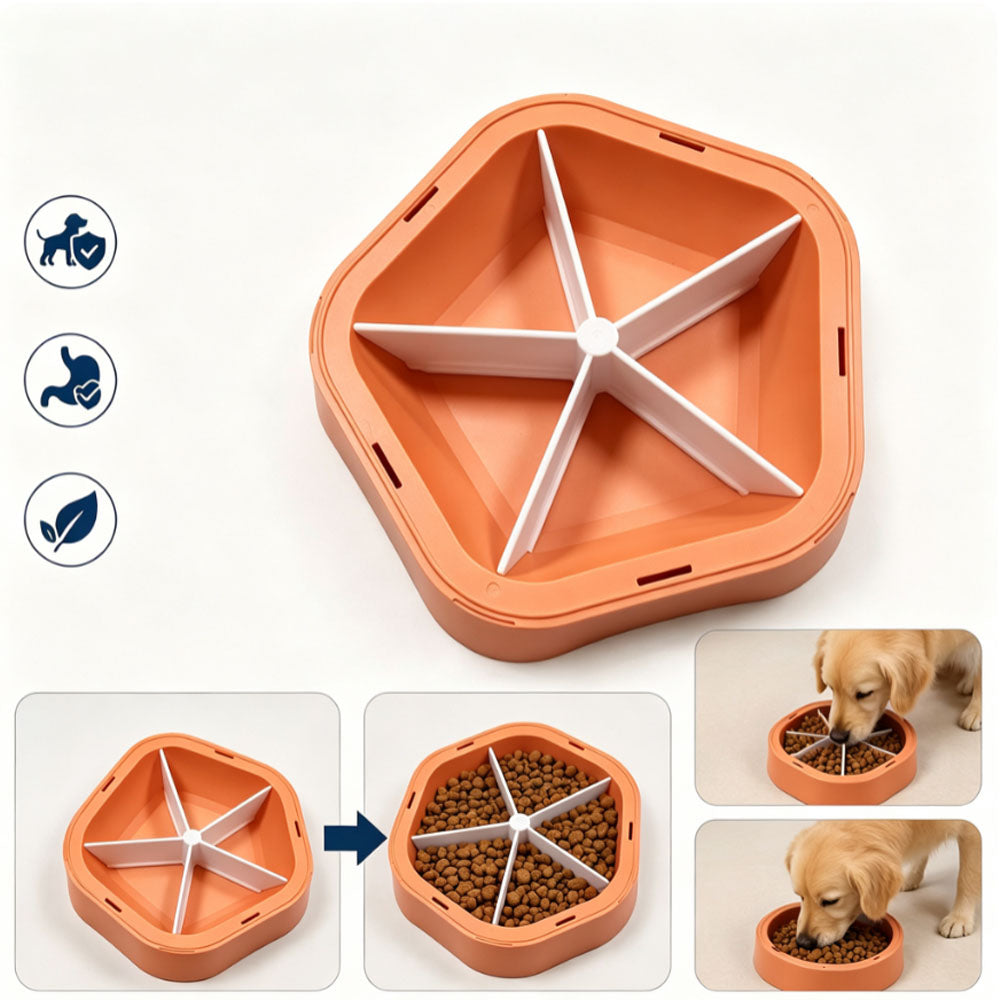 2 in 1 Removable Insert Slow Feeder Pet Bowl - Orange
