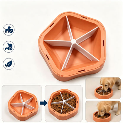 2 in 1 Removable Insert Slow Feeder Pet Bowl - Orange