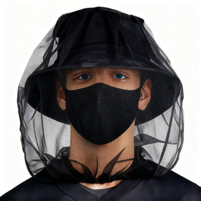 5PCS Mosquito Head Net Bug Hat for Camping Hiking Fishing and Gardening Black