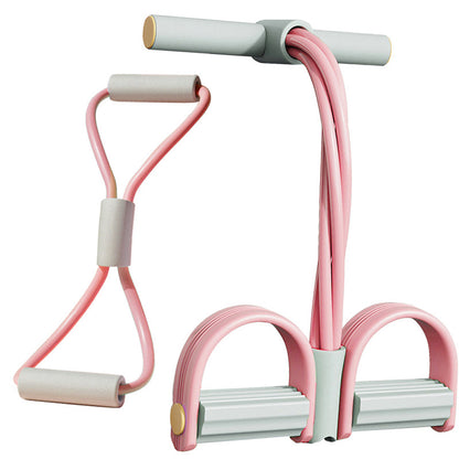 8-Tube Ab Exercise Equipment with Pedal and Resistance Band-Pink