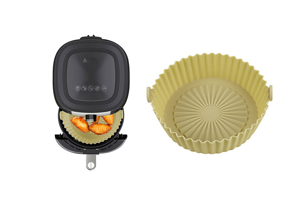 Square Silicone Air Fryer Liners Reusable Air Fryer Pot-Yellow