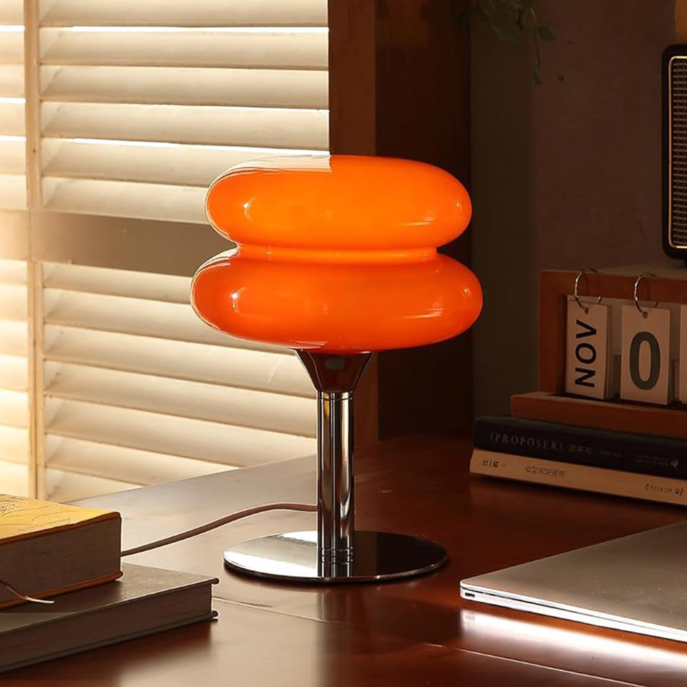 Mid Century Modern Egg Tart Nightstand Lamp Dimmable Bedside Light Orange