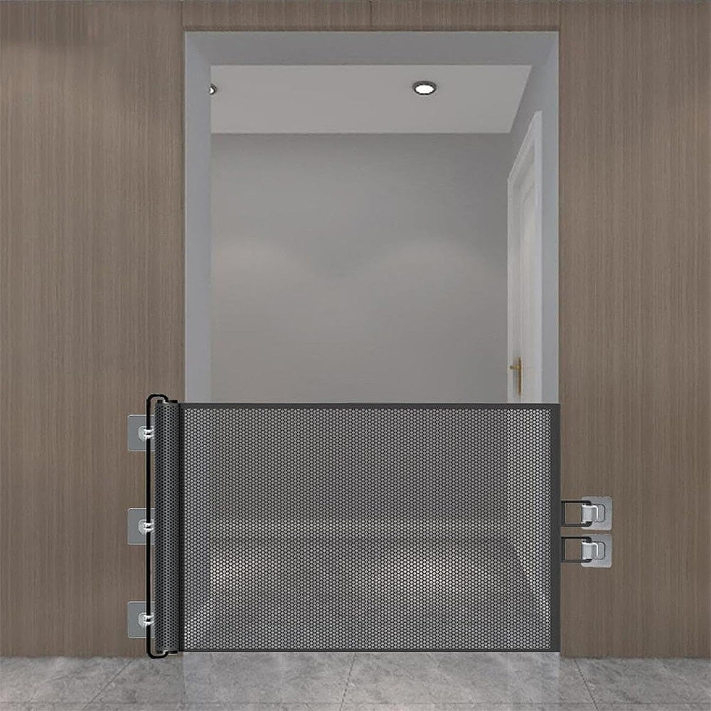 Retractable Dog Gate for Outdoor Staris Hallways Doorways No Drill-Black