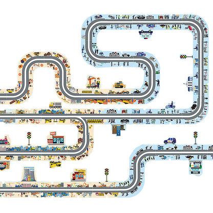 44-Piece DIY Assembling RailCar Set Puzzle Track Car Play Set RailCar Building Toys Educational Toys Blue
