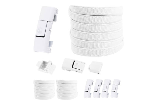 2 Pairs Elastic Shoe Laces No Tie Shoelaces Hook Lock Elastic Flat Shoelaces Sneakers-White