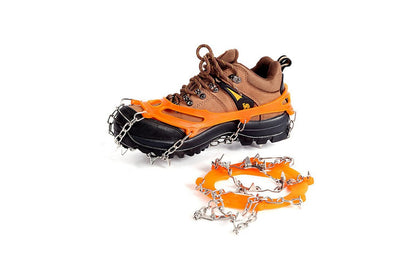 Traction Cleats Ice Snow Grips with 10 Stainless Steel Spikes - Orange