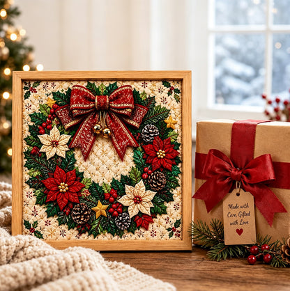 Fabric Poke Art Kit for Adults 3D Christmas Santa Claus DIY Craft - Wreath
