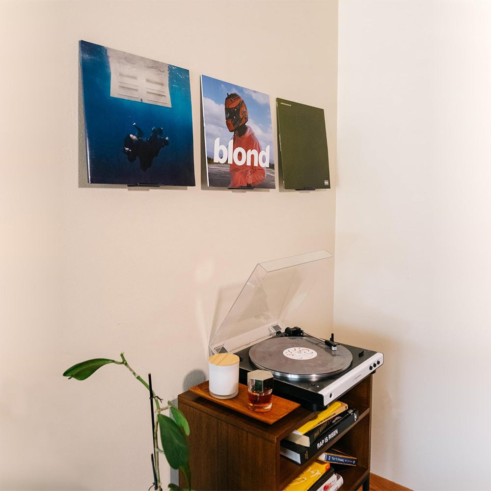 4Pcs Vinyl Wall Mount Record Wall Display Album Wall Mount for 1LP and 2LP-Black