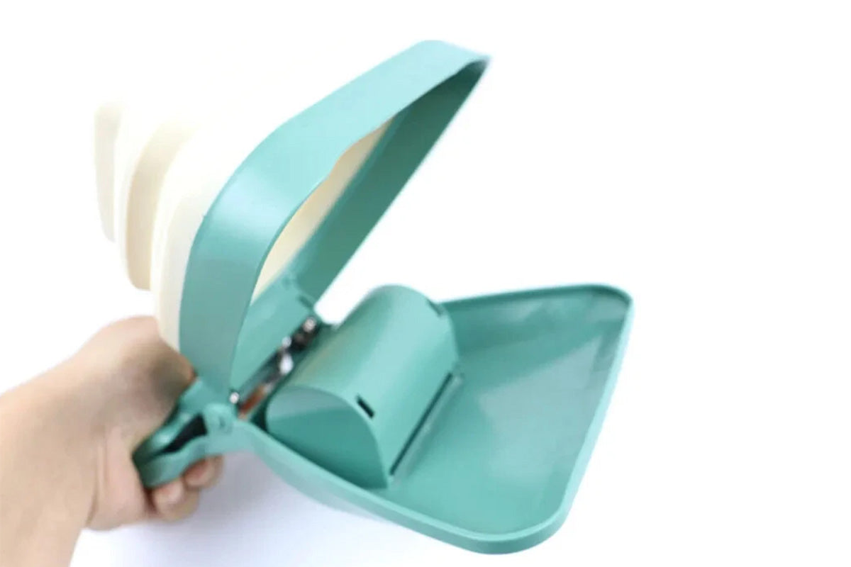 Handheld Pet Pooper Scooper Easy Pickup Cleaner Foldable Pet Poop Grabber -Beige
