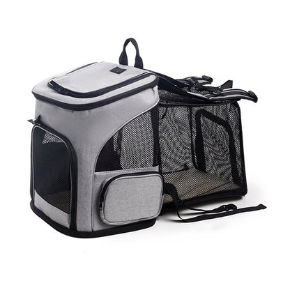 Expandable Cat Backpack Carrier Breathable Large Comfort Space for Small Pet Grey