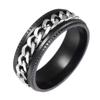 Fidget Spinner Ring for Anxiety Relief Stainless Steel for Adults & Teens Black and Silver