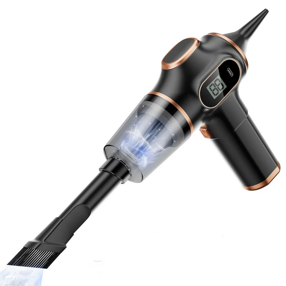 Cordless Desktop and Car Vacuum Cleaner with Blow & Suction Functions and Digital Display-Black