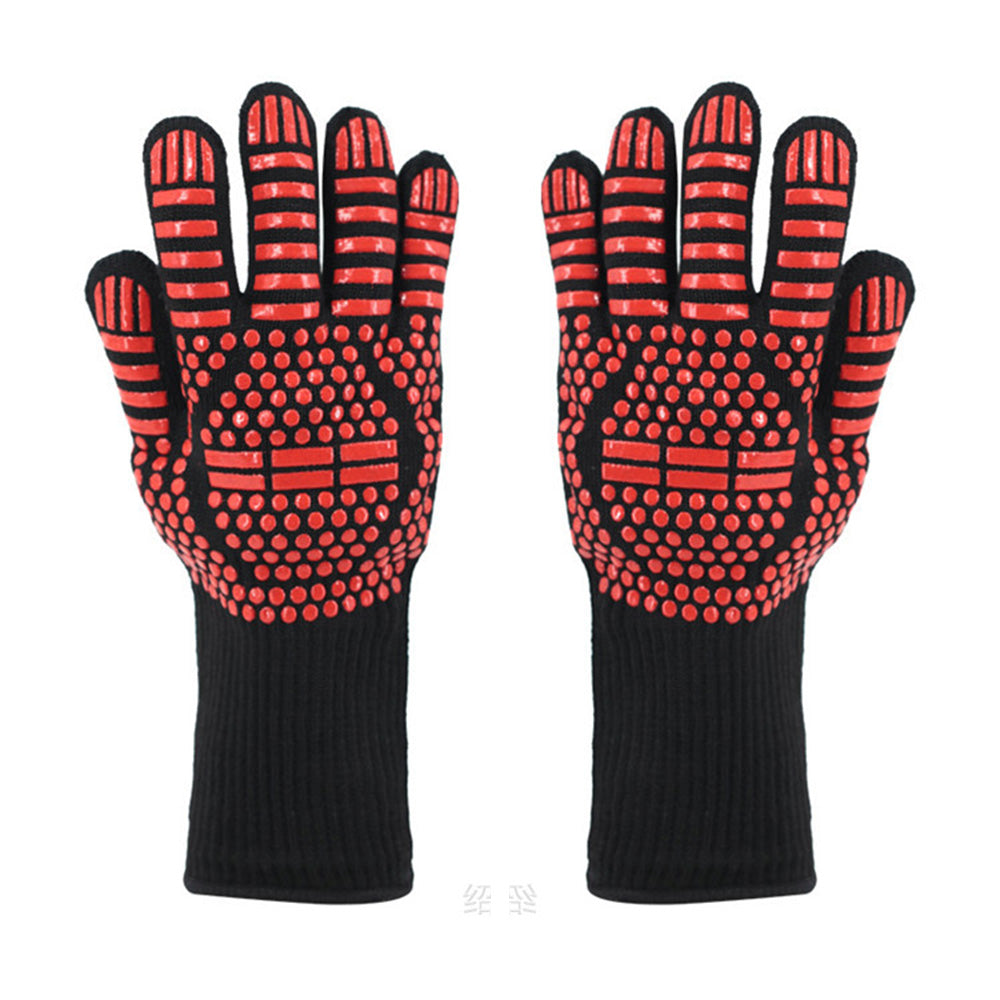 Heat Resistant Oven Gloves Slip Resistant BBQ Gloves - Red