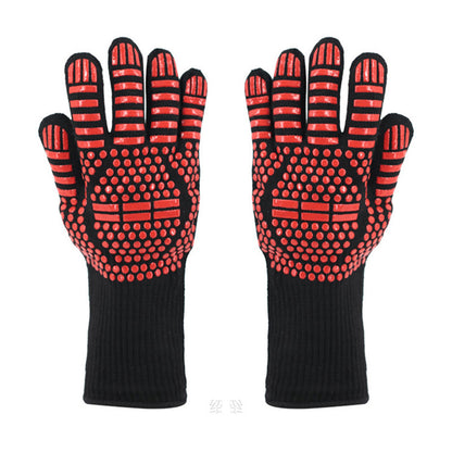 Heat Resistant Oven Gloves Slip Resistant BBQ Gloves - Red