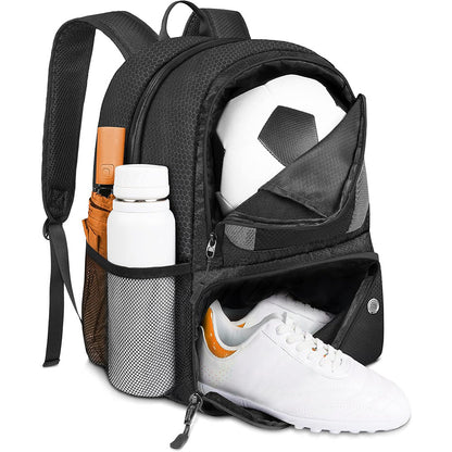 Soccer Backpack Water Resistant Soccer Bag with Ball Holder and Shoe Compartment Black