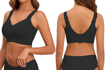 Full Coverage Seamless Wireless Plus Size Bra - Black