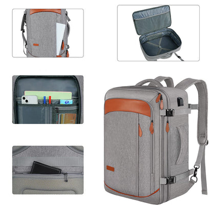 Travel Laptop Backpack Carry on Luggage Bag with 3 Packing Cubes and Shoe Bag Grey
