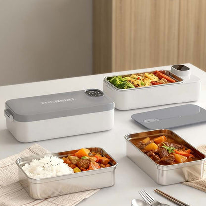 900ml Stainless Steel Heated Lunch Box -Grey